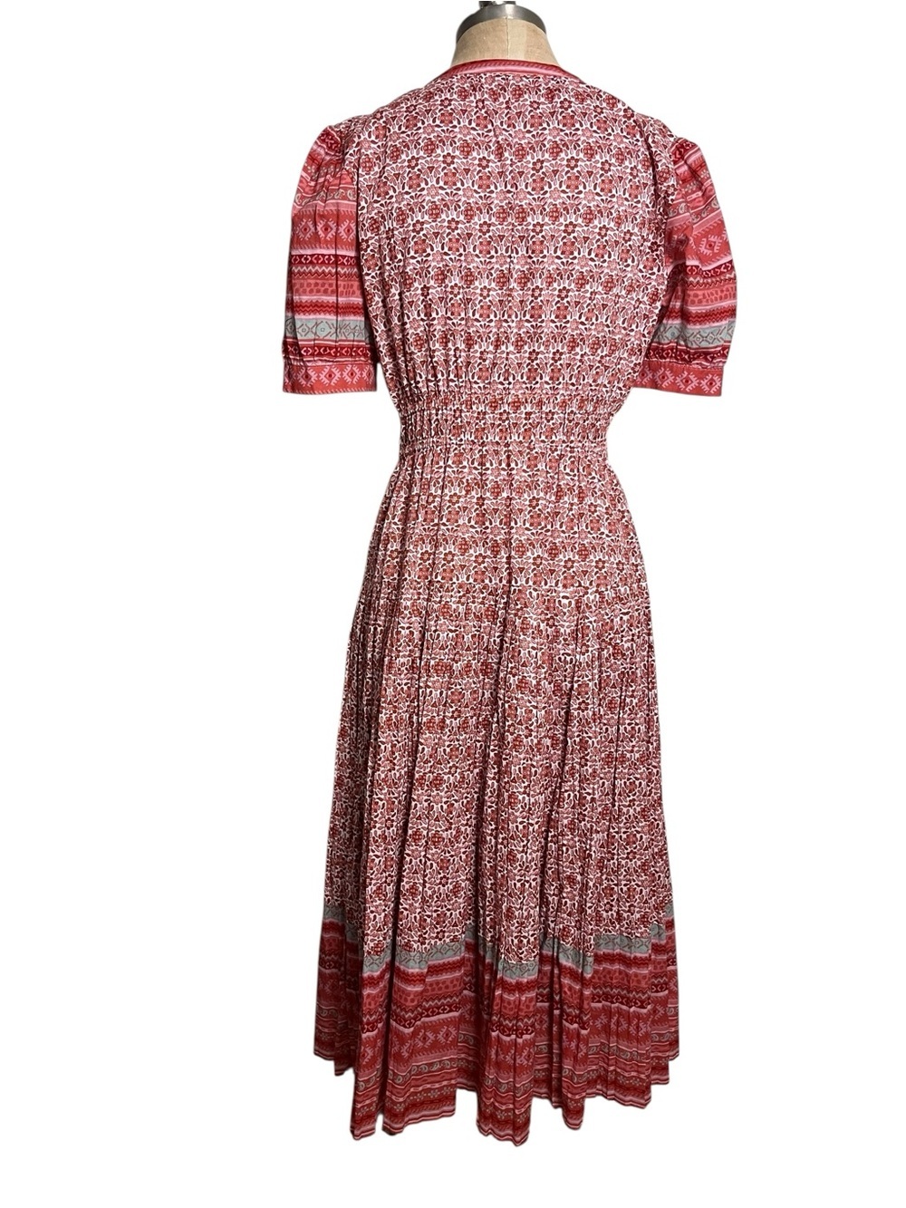 Current Air Lillian Midi Dress Pink Floral Split Neck Cottagecore Dress Medium - Picture 7 of 12